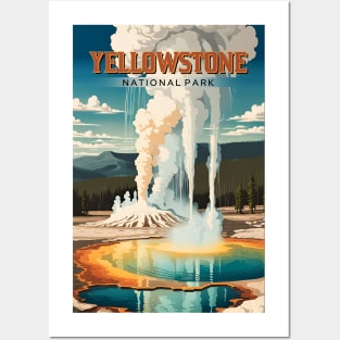 Yellowstone Famous Geyser Modern Tourism Ad Posters and Art